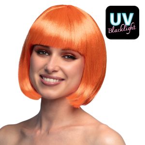 Perruque carré – Perruque cabaret UV Blacklight – Néon orange