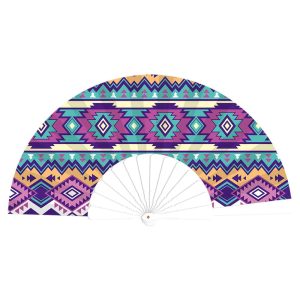 Deluxe festival hand fan Ibiza aztec
