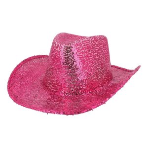 Chapeau cowboy rodéo à sequins rose