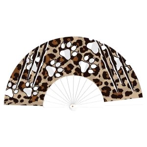 Deluxe Festival Hand Fan Leopard Feet Tiger Print