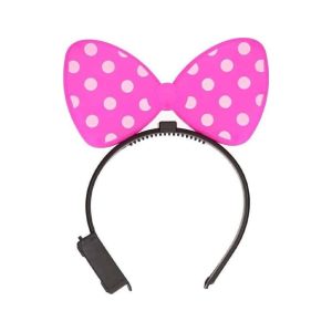 LED-Haarband Schleife Maus rosa/weiß