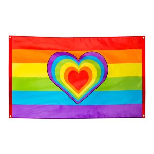Pride regenboog vlag met hartje – 90 x 150 cm