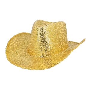 Chapeau de cowboy rodéo paillettes or