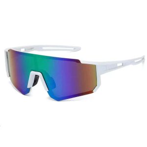 White Sports Sunglasses – Purple/Green Lenses