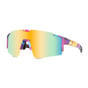 Multicolor sport zonnebril met print – Multicolor glas