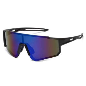 Zwarte sport zonnebril – Blauw/paars glas