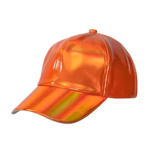 Holografische pet – Verstelbare glanzende baseball cap met kunststof sluiting – Oranje