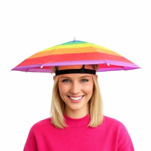 Regenboog Hoofdparaplu – Pride Paraplu Hoed – Handsfree Paraplu Hoed