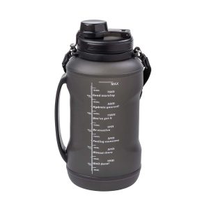 Duradis – Extra große Silikon-Wasserflasche 2000 ml – Schwarz