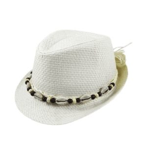 White Fedora Hat with Shells