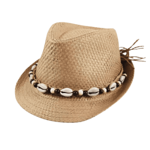 Fedora hoedje schelpen bruin