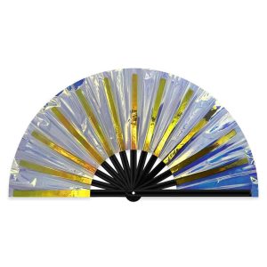 XXL large bamboo fan holographic transparent