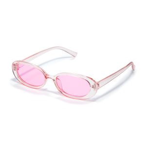 Sonnenbrille oval dickes Gestell – Rosa