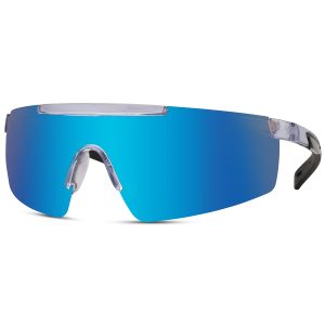 Lunettes de soleil de sport transparentes avec monture semi-sans bord brillante – Verres bleus