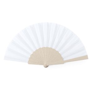 Sustainable Hand Fan RPET/Bamboo Fiber Beige/White