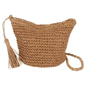 Sac à bandoulière en papier tressé naturel