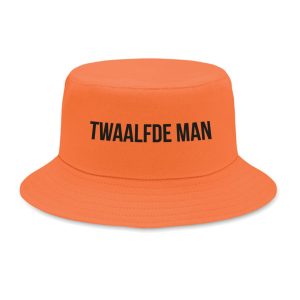 Oranje bucket hat – Twaalfde man – One size katoenen vissershoedje