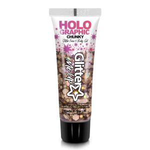 Holographic Chunky Glitter Face & Body Gel – Golden Girl