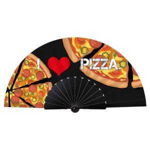 Deluxe festival hand fan I love pizza