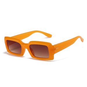 Orange rechteckige Sonnenbrille – Sonnenbrille mit dickem Rahmen und braunen Gläsern