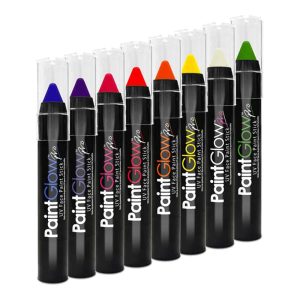 UV Face & Body paint stick set 8 stuks