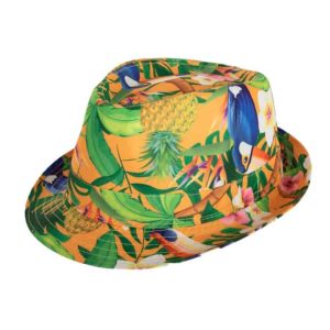 Fedora chapeau de fête Hawaii orange