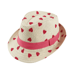 Fedora-Hut mit Herzchenmuster beige