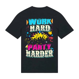 Ravelife T-shirt Work Hard Party Harder – Zwart