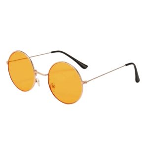 Runde Hippie-Sonnenbrille mit orangefarbenen Spiegelgläsern