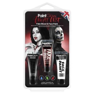 PaintGlow Halloween Faux Sang & Ensemble de peinture pour visage & corps