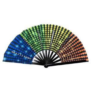 Discofan – Éventail XXL grand avec éclairage LED arc-en-ciel Pride – Imprimé disco