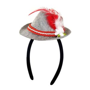 Oktoberfest headband Tyrolean hat gray/red
