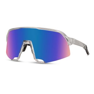 Transparent sports sunglasses with semi-rimless frame – Blue lenses