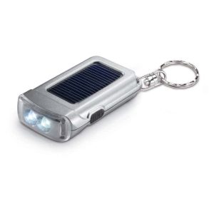 Flashlight with solar panel keychain grey