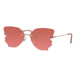 Butterfly Sunglasses Gold – Dark Pink Lenses