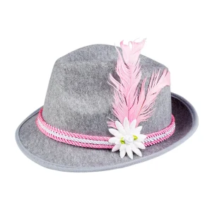 Oktoberfest Tyrolean Hat Grey/Pink