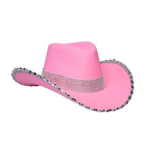 Chapeau de cow-boy sequins avec pierres roses
