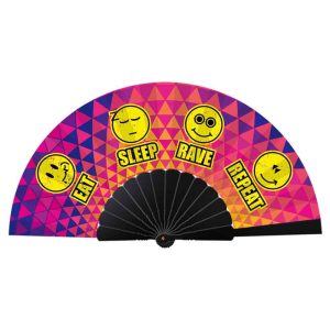 Deluxe festival hand fan Eat sleep rave repeat
