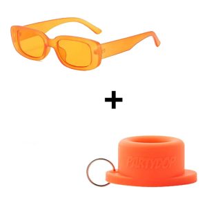 Zonnebril classic dik montuur + Universele Partydop oranje