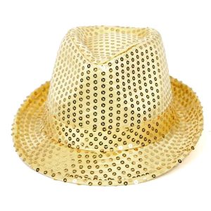 Fedora feest hoedje pailletten goud