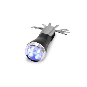 Multifunctional flashlight 12 functions stainless steel black/silver