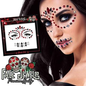 Bijoux de Visage Jour des Morts Crâne Paillettes Halloween