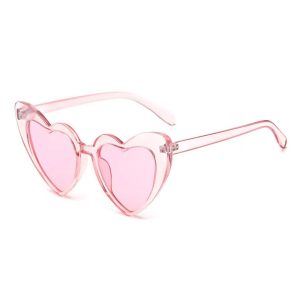 Heart-shaped sunglasses thick frame – Pink