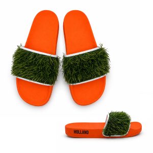 Oranje slippers met gras – Holland – WK voetbal